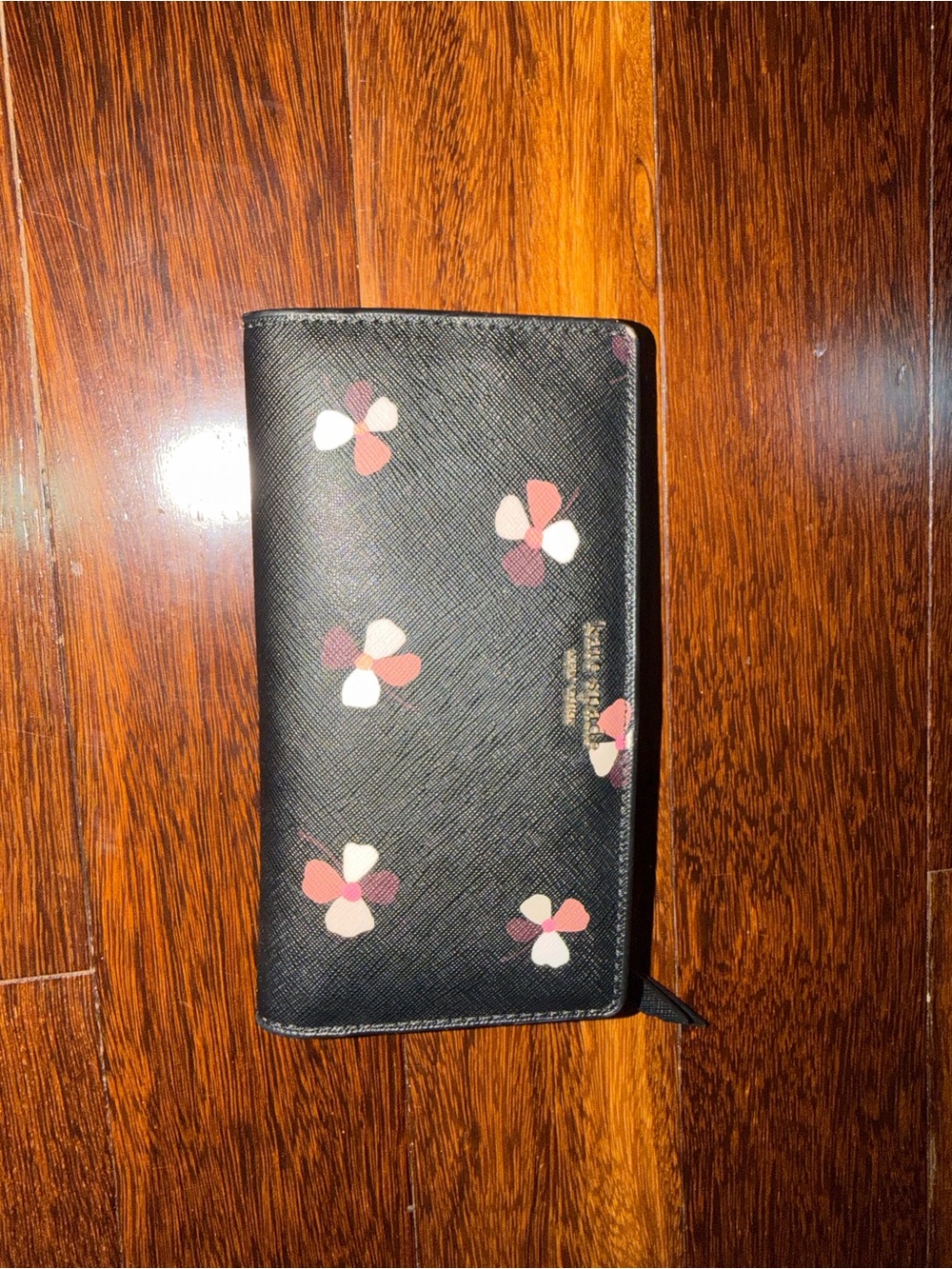 kate spade Black Floral Zip-Around Continental Wallet